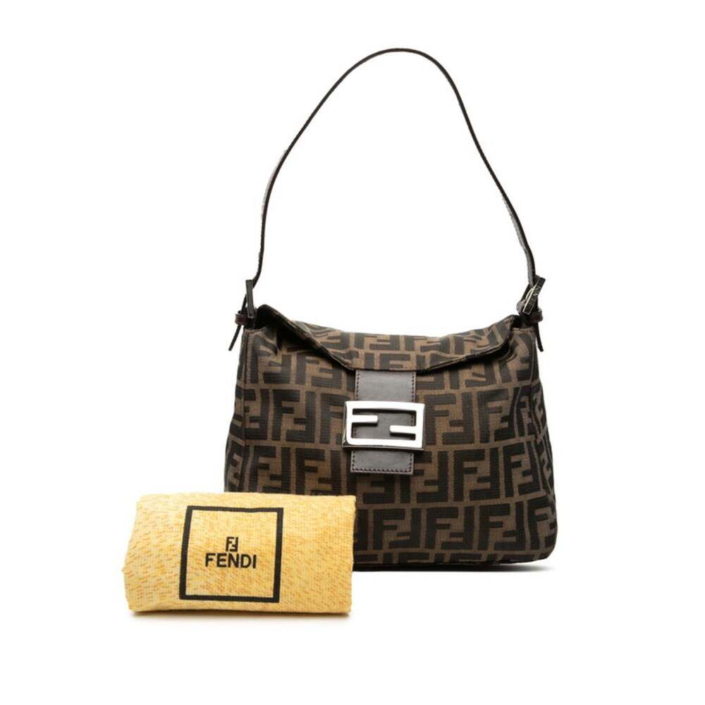 Fendi Zucca Mamma Baguette Handbag One-Shoulder Bag Brown Canvas Leather Wome... - Picture 7 of 7